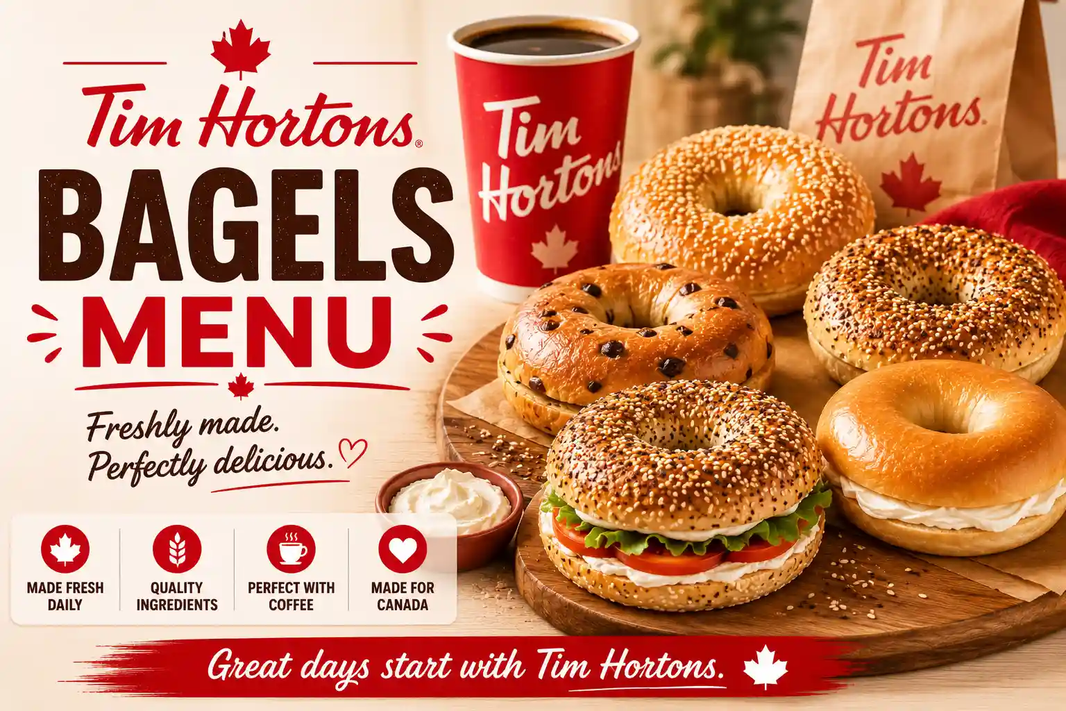 Tim Hortons Bagels Menu Canada with Prices