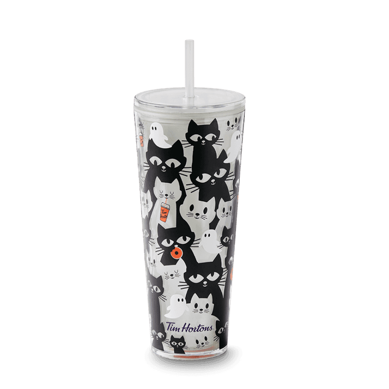 24oz Plastic Tumbler - Black Cat