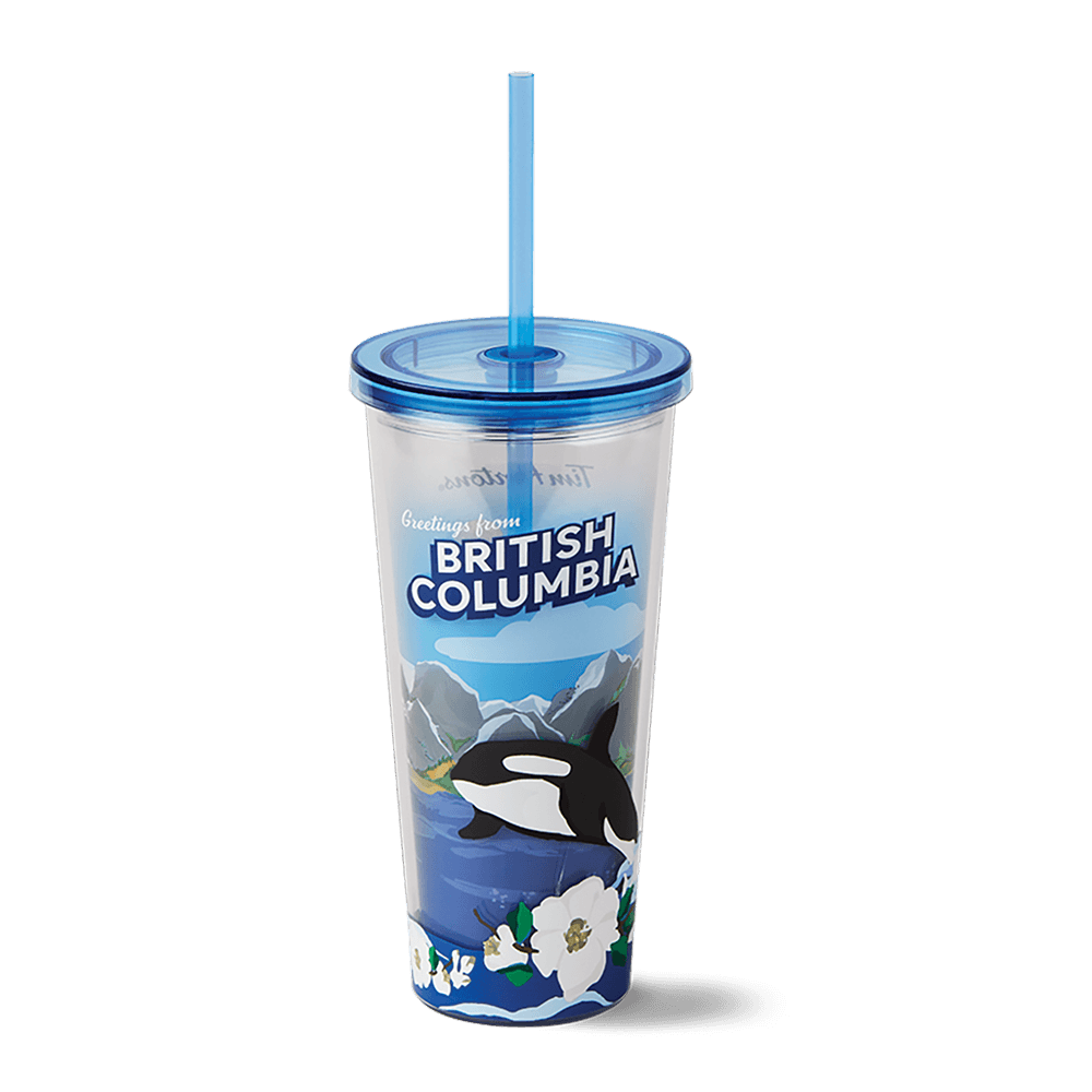 British Columbia Plastic Straw Tumbler 24oz