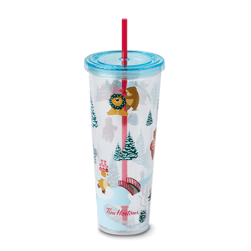 Holiday Dual Wall Plastic Straw Tumbler 24oz