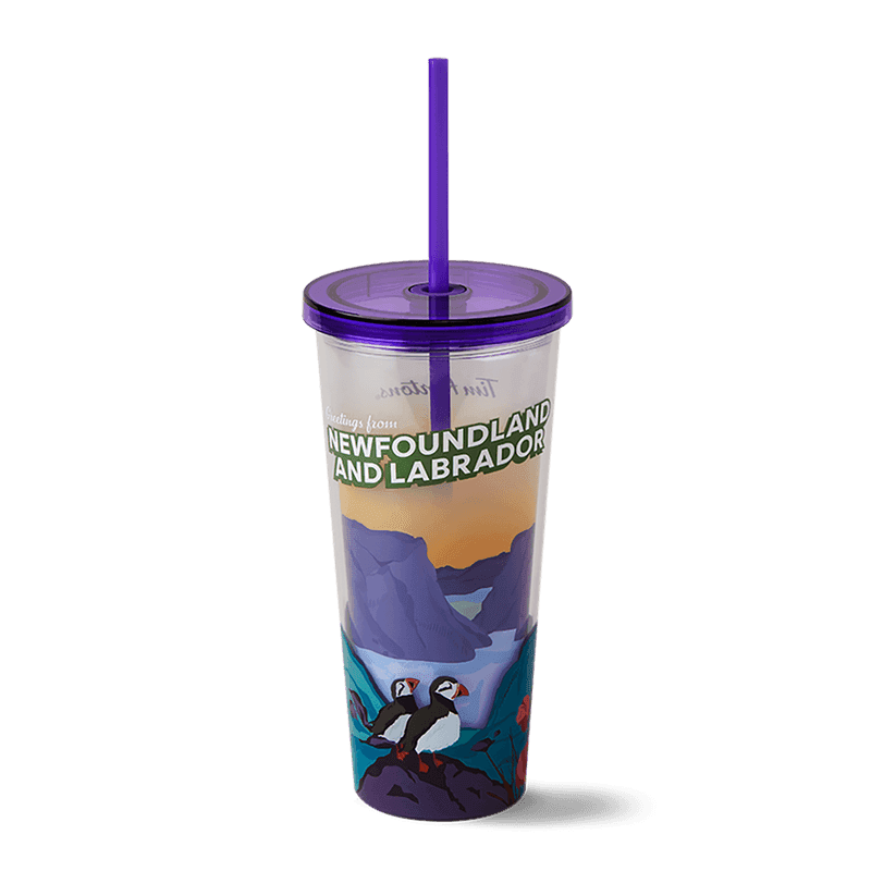 Newfoundland and Labrador Plastic Straw Tumbler 24oz