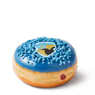 Tim Hortons Ravenclaw Blueberry Donut - blue fondant topped with blue sugar krunch and Ravenclaw house crest