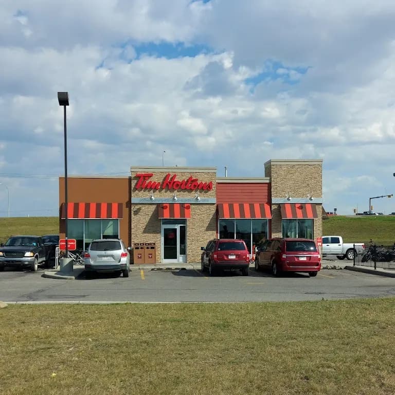 Tim Hortons storefront and interior at 204 Veterans Blvd Ne, Airdrie, AB