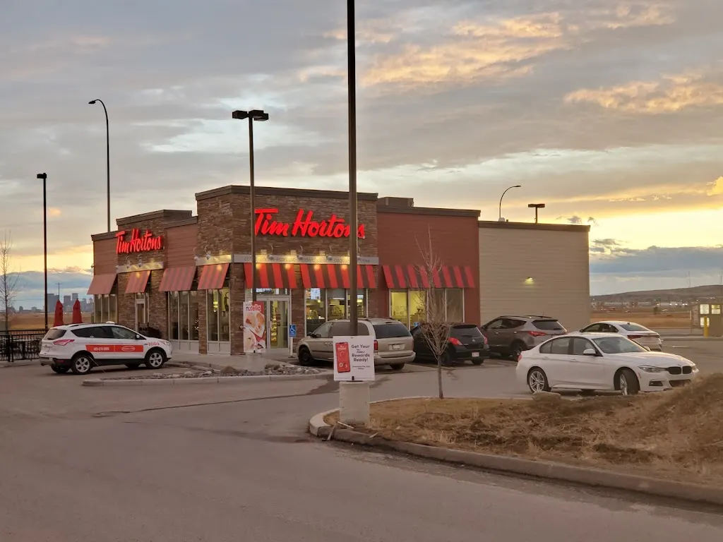 Tim Hortons storefront and interior at 10125 19th St Ne, Calgary, AB