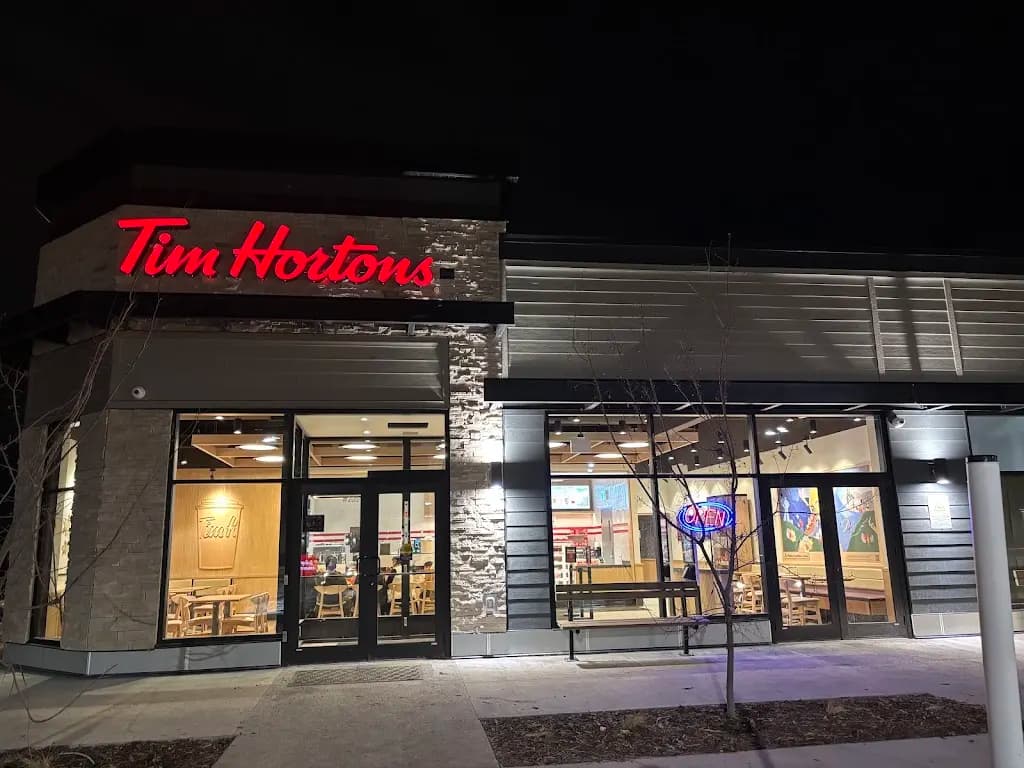 Tim Hortons storefront and interior at #205, 40 Belmont Drive Sw, Calgary, AB