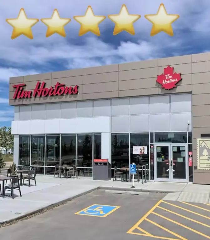 Tim Hortons storefront and interior at 400 Barlow Square Se, Calgary, AB