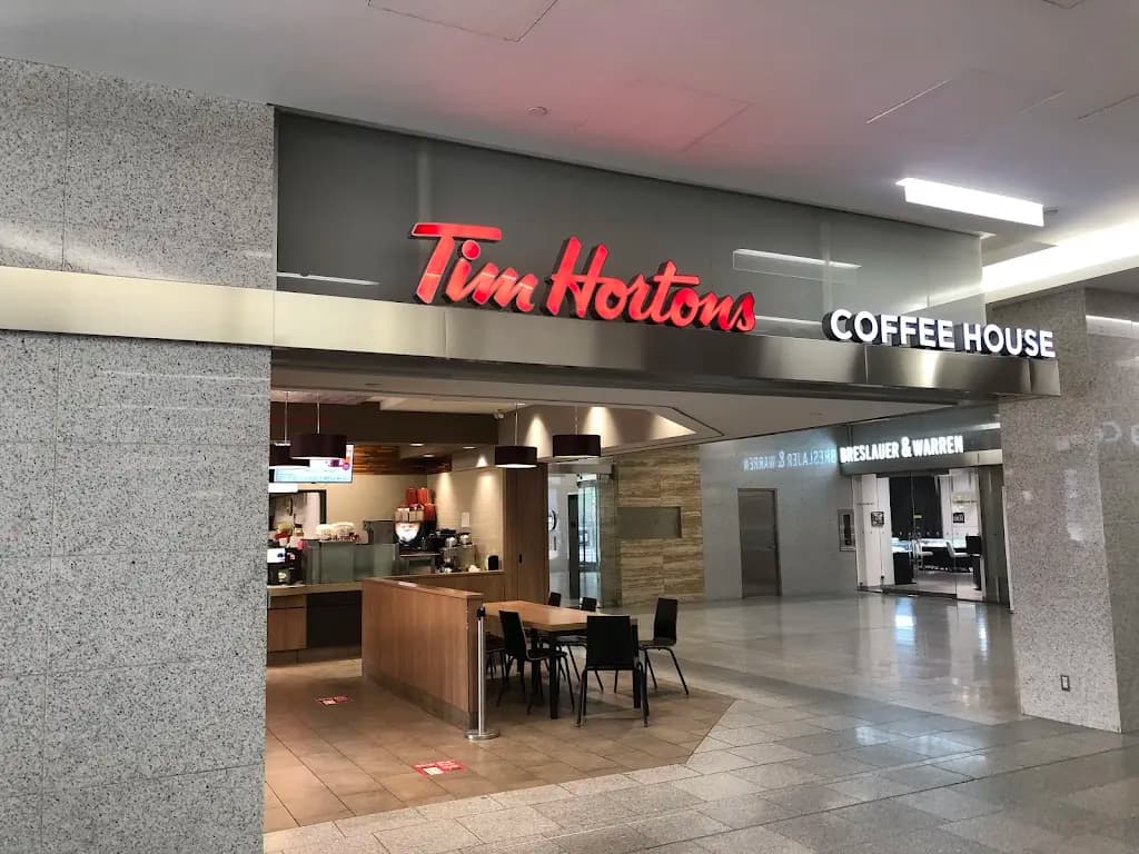 Tim Hortons storefront and interior at 500 Centre St Se, Calgary, AB