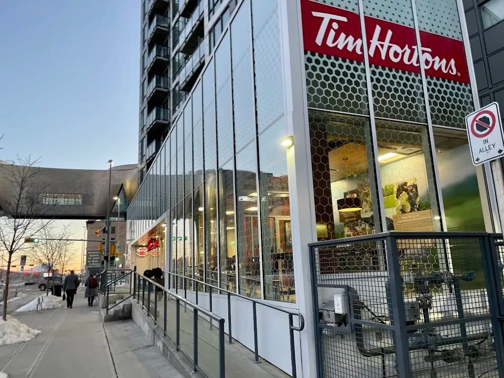 Tim Hortons storefront and interior at 775 4th St, Calgary, AB