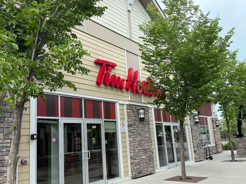 Tim Hortons storefront and interior at 816-100 Auburn Meadows Dr Se, Calgary, AB