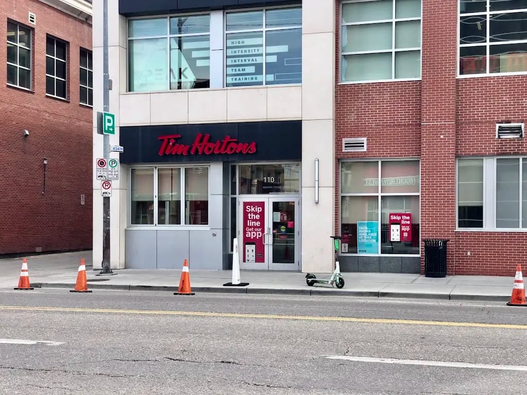 Tim Hortons storefront and interior at 880 16th Ave Sw, Calgary, AB