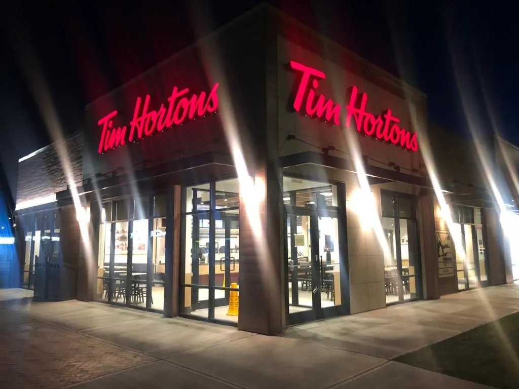 Tim Hortons storefront and interior at 2443 54th Avenue Sw, Calgary, AB