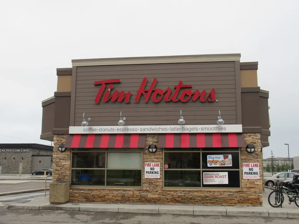 Tim Hortons storefront and interior at 2616 39th Ave Ne, Calgary, AB