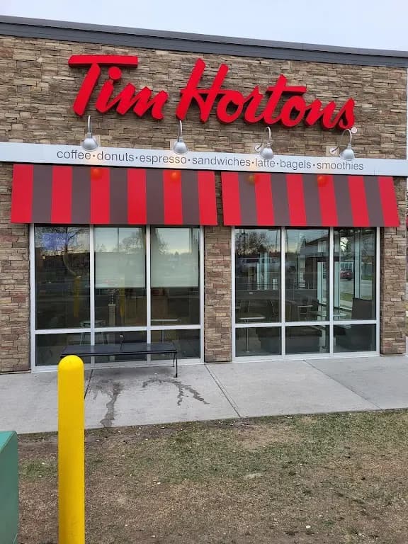 Tim Hortons storefront and interior at 3525 26th Ave Se, Calgary, AB