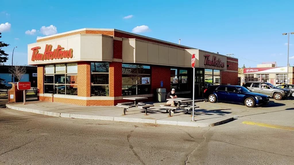 Tim Hortons storefront and interior at 3619 61st Ave Se, Calgary, AB
