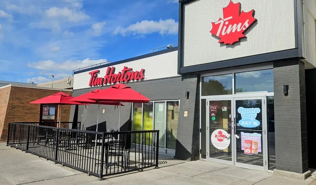 Tim Hortons storefront and interior at 3625 Shaganappi Trail Nw, Calgary, AB