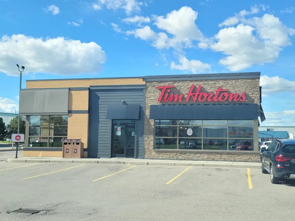 Tim Hortons storefront and interior at 5279 72nd Ave Se, Calgary, AB