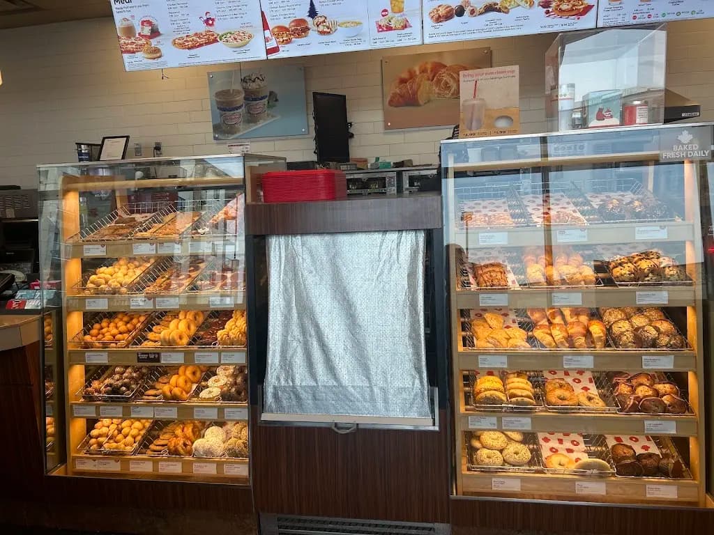 Tim Hortons storefront and interior at #101 - 9950 - 137 Avenue, Edmonton, AB