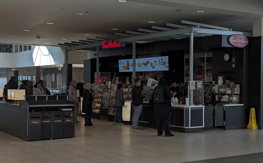 Tim Hortons storefront and interior at 575 109th St, Edmonton, AB
