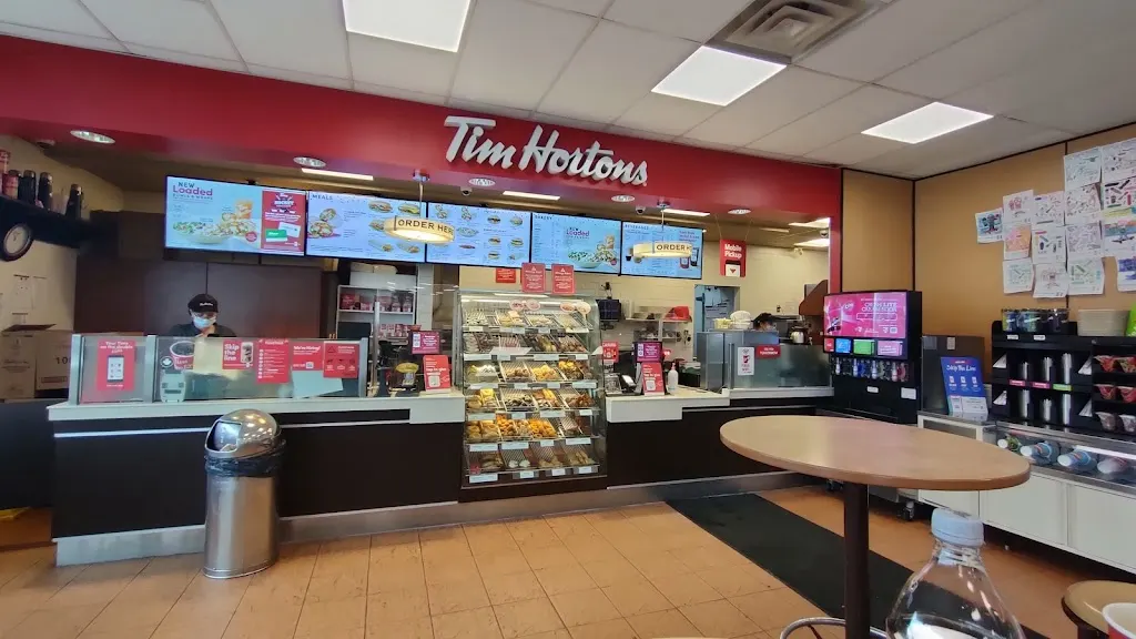 Tim Hortons storefront and interior at 3351 34th St Nw, Edmonton, AB