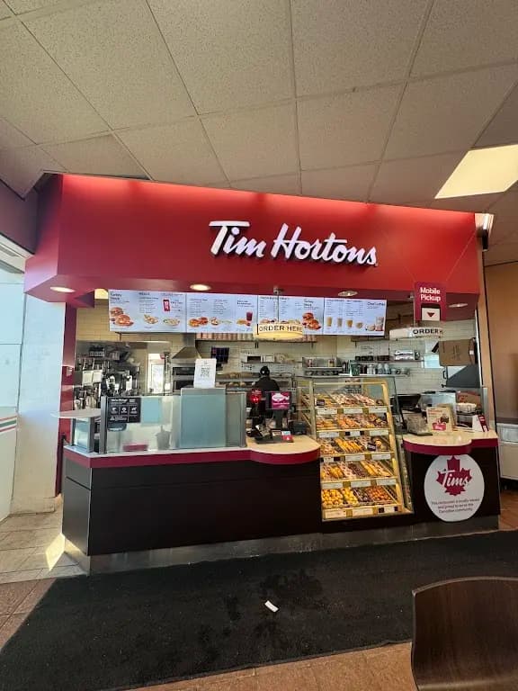 Tim Hortons storefront and interior at 4310 66th St, Edmonton, AB