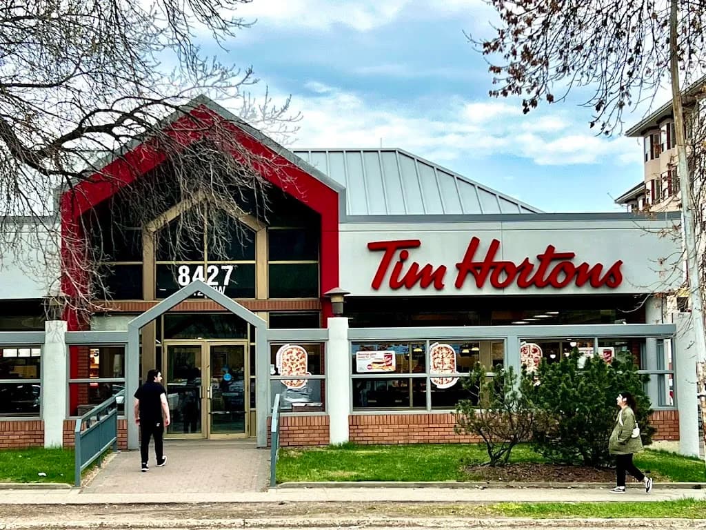 Tim Hortons storefront and interior at 8427 112th St Nw, Edmonton, AB
