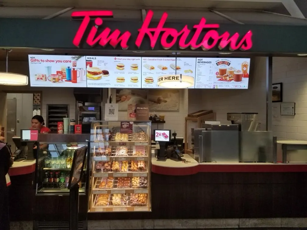 Tim Hortons storefront and interior at 9499 137 Ave Nw Northgate Mall, Edmonton, AB