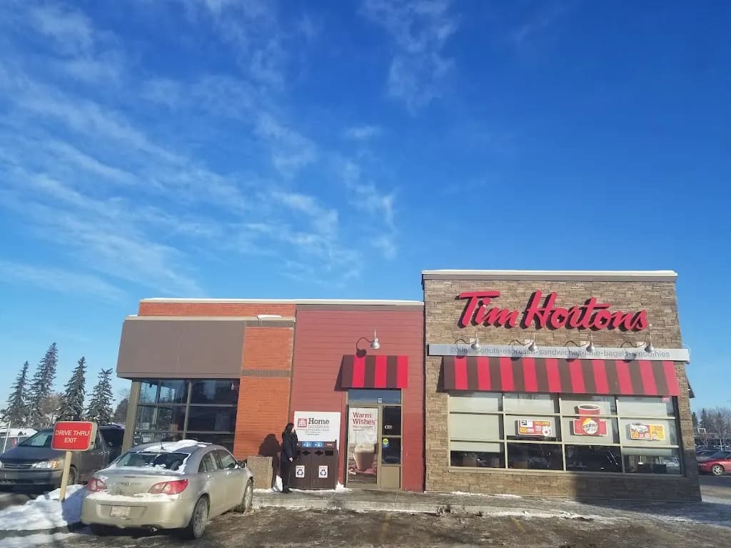 Tim Hortons storefront and interior at 9710 132nd Ave Nw, Edmonton, AB