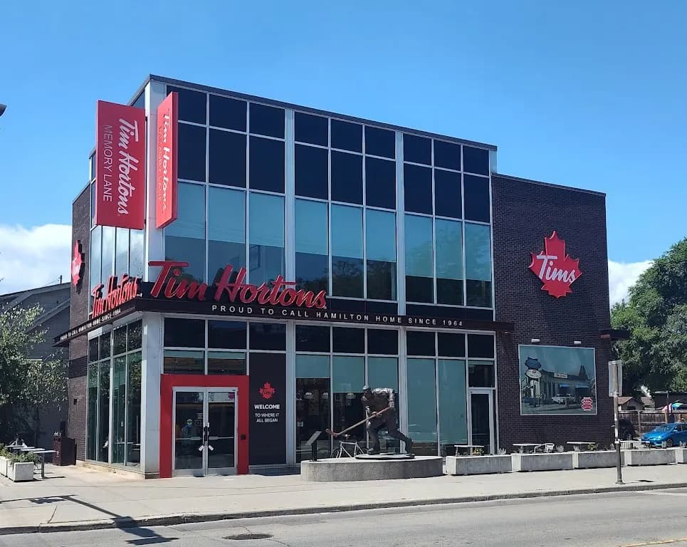 Tim Hortons storefront and interior at 10221 170th St, Edmonton, AB