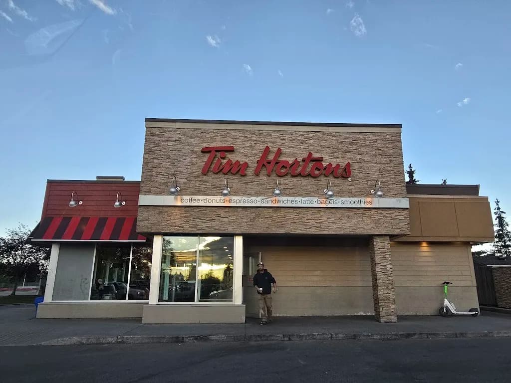 Tim Hortons storefront and interior at 11940 111 Ave Nw, Edmonton, AB