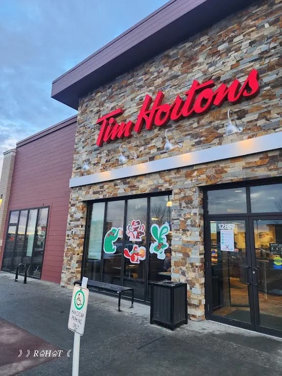 Tim Hortons storefront and interior at 12852 167 Ave, Edmonton, AB