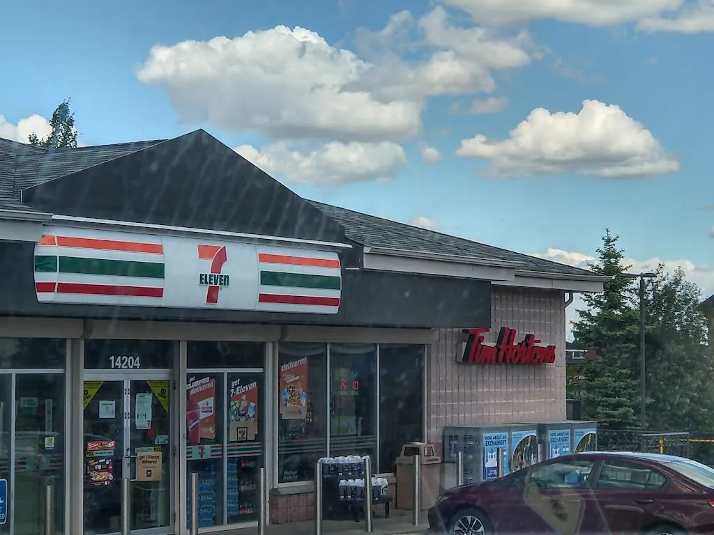 Tim Hortons storefront and interior at 14204 23rd Ave, Edmonton, AB