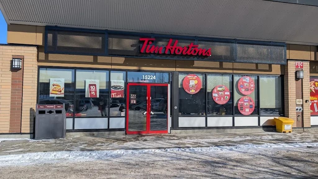 Tim Hortons storefront and interior at 15224 127 St Nw, Edmonton, AB