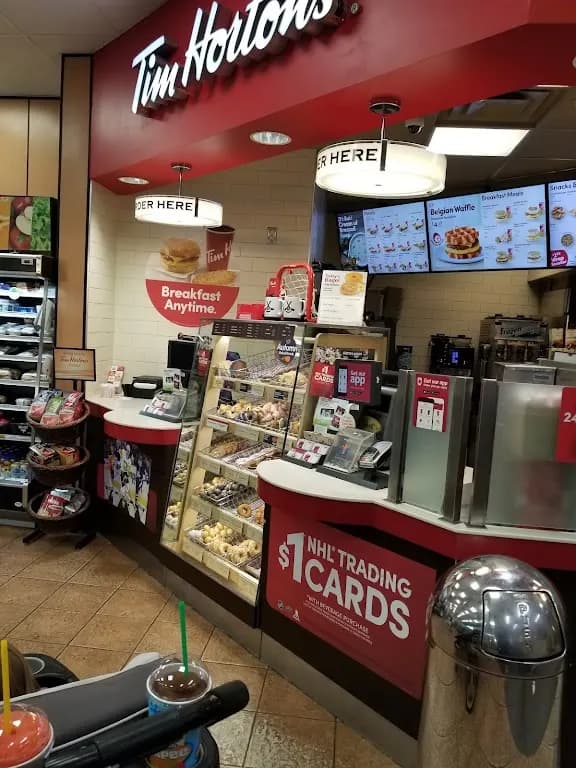 Tim Hortons storefront and interior at 16438 87th Ave, Edmonton, AB