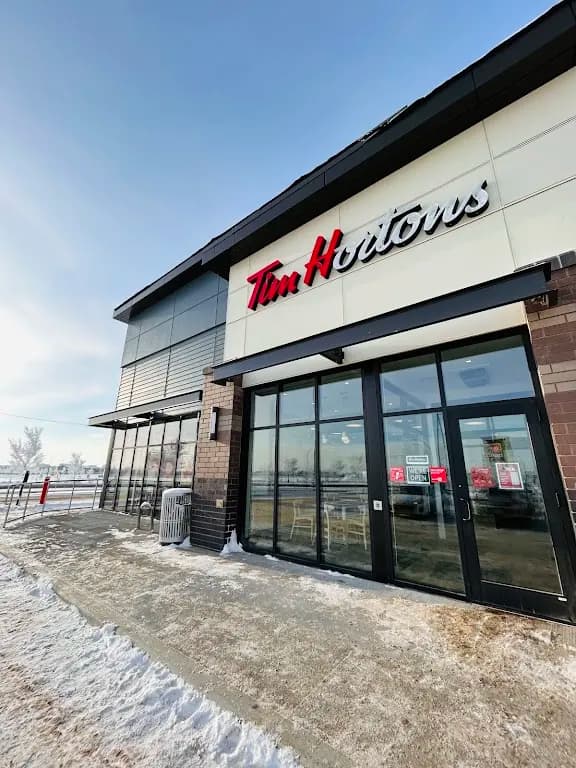 Tim Hortons storefront and interior at Manning Dr Nw & 153rd Ave Nw, Edmonton, AB
