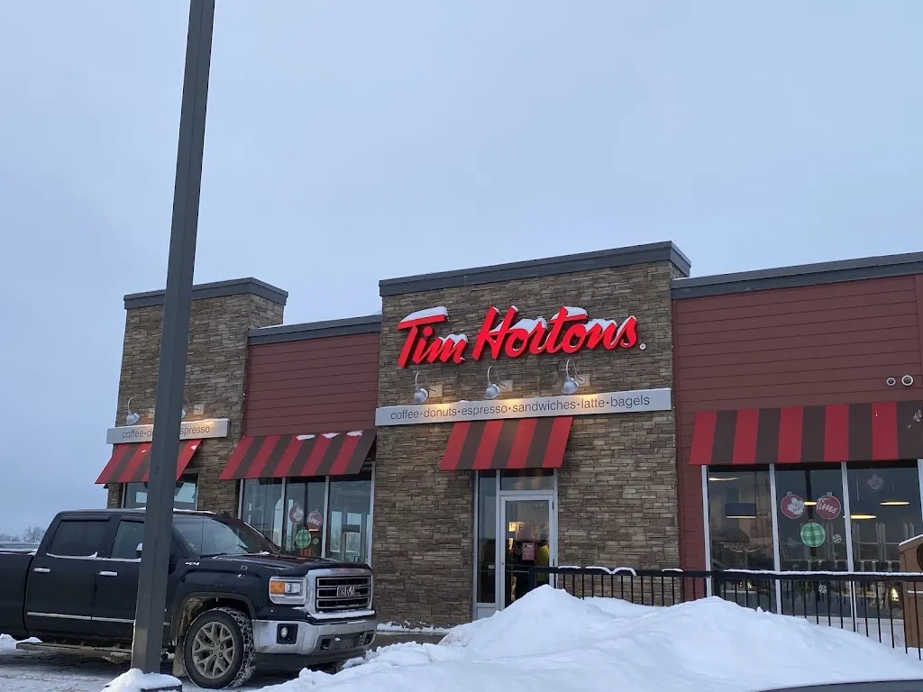 Tim Hortons storefront and interior at 2 Gateway Blvd, High Level, AB