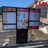 Tim Hortons storefront and interior at 4924 46th St, Lacombe, AB