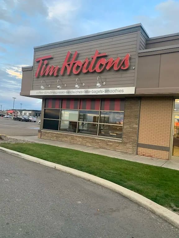 Tim Hortons storefront and interior at 898 Heritage Blvd West, Lethbridge, AB