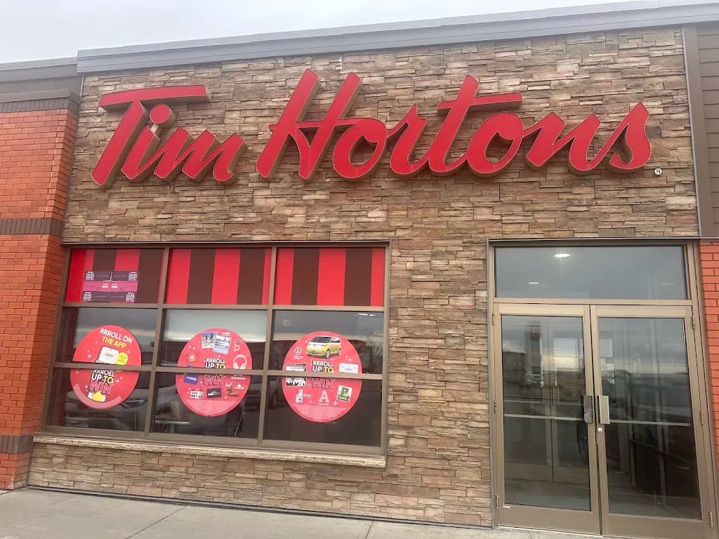 Tim Hortons storefront and interior at 4151- 4th Avenue South, Lethbridge, AB