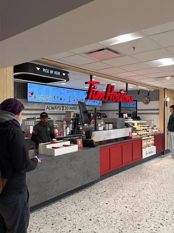 Tim Hortons storefront and interior at Bcit, Burnaby, BC