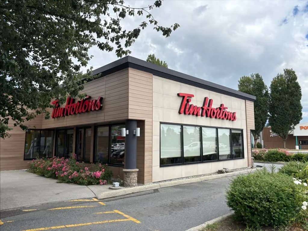 Tim Hortons storefront and interior at 3025 Lougheed Highway, Coquitlam, BC