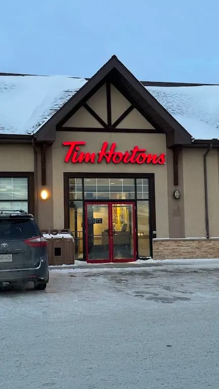Tim Hortons storefront and interior at 1308 Alaska Ave, Dawson Creek, BC