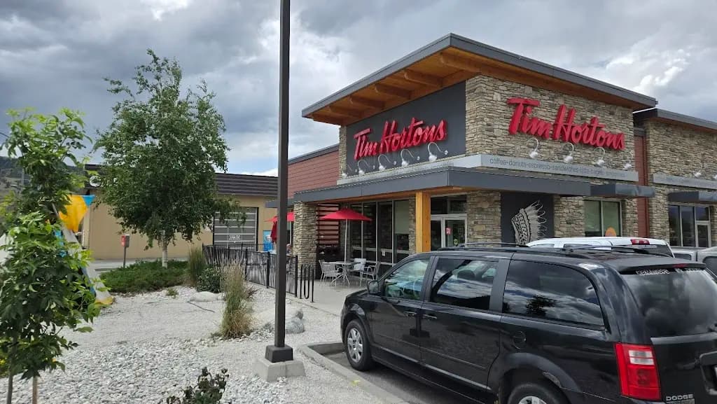 Tim Hortons storefront and interior at 490 Powwow Trail, Kamloops, BC
