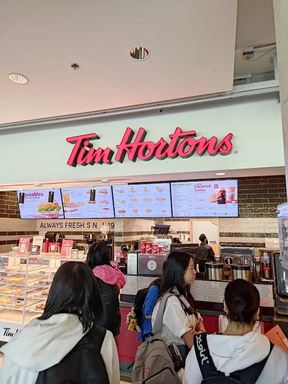 Tim Hortons storefront and interior at 965 College Drive, Kamloops, BC