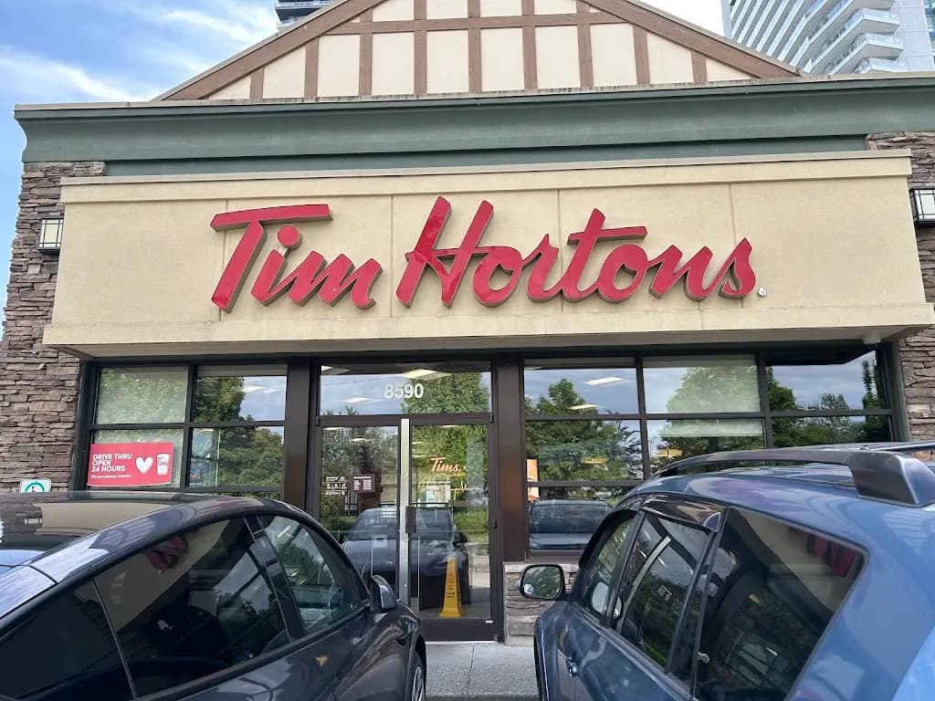 Tim Hortons storefront and interior at 8590 200th St Unit#100, Langley, BC