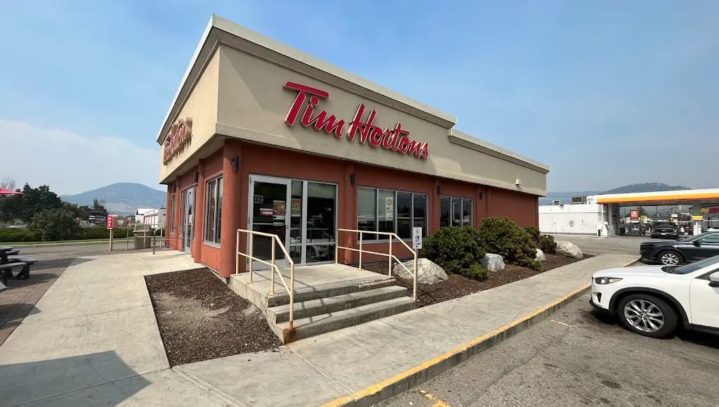 Tim Hortons storefront and interior at 1697 Fairview Rd, Penticton, BC