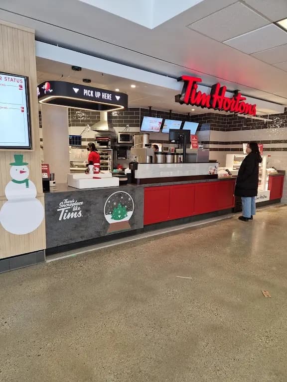 Tim Hortons storefront and interior at 8771 Lansdowne Rd, Richmond, BC