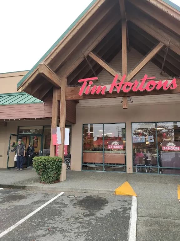 Tim Hortons storefront and interior at 4440 West Saanich Rd, Saanich, BC