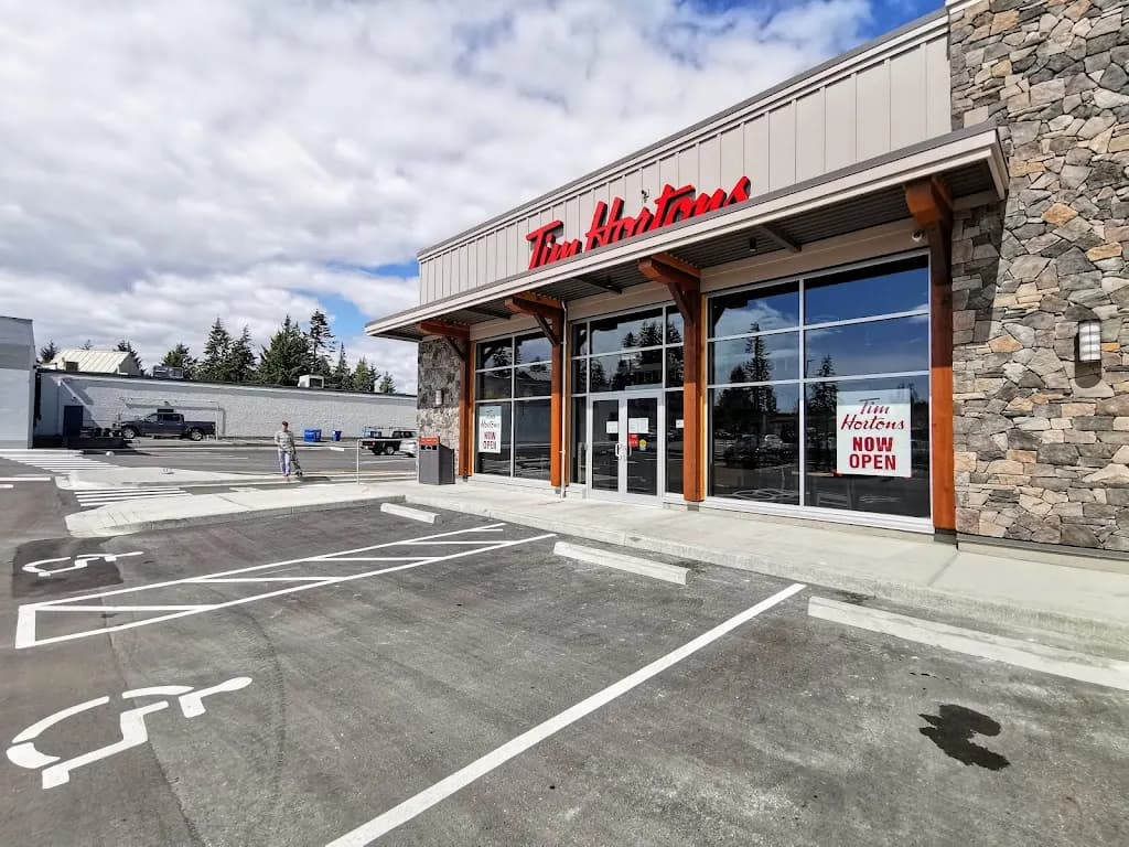 Tim Hortons storefront and interior at 6660 Sooke Rd, Sooke, BC