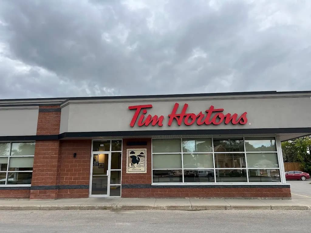 Tim Hortons storefront and interior at 263 Main St, Selkirk, MB