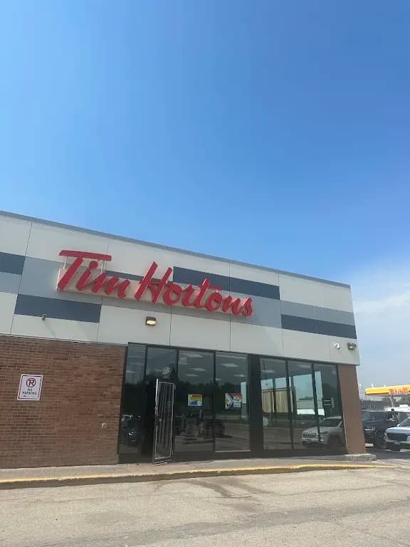 Tim Hortons storefront and interior at Highway 10 N, The Pas, MB